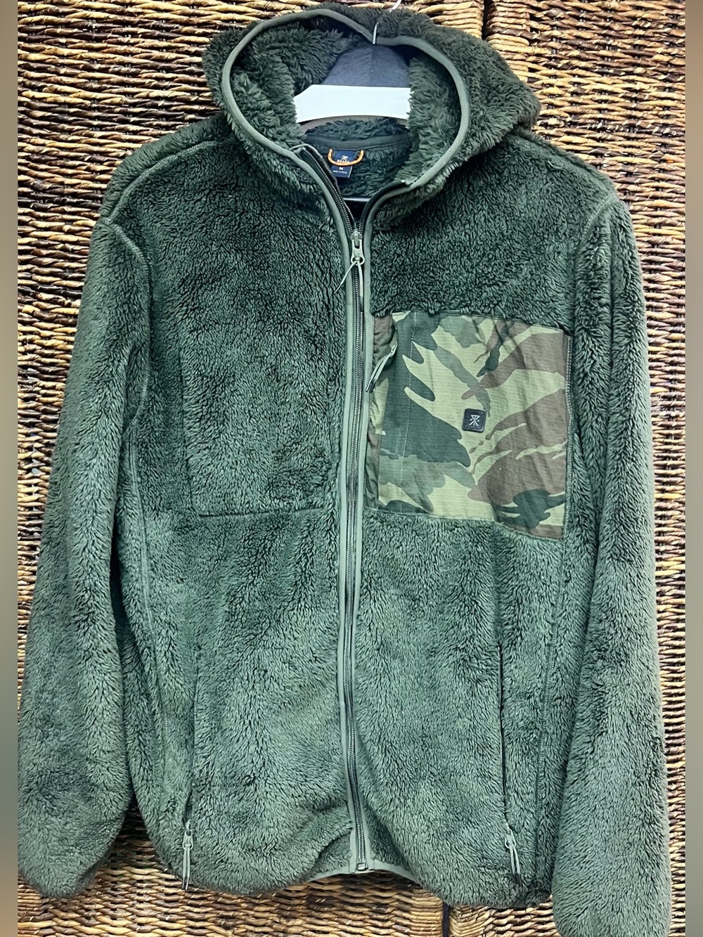 Roark - Mens Full Zip‎ Medium, Green/Camo Rambler Fleece Hooded